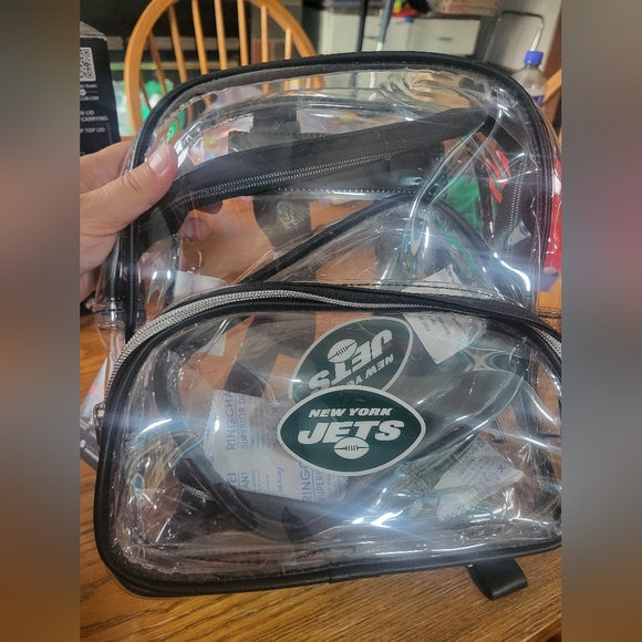 NFL CLEAR STADIUM BAG  BOOKBAG NEW YORK GIANTS NEW Logo BRANDS - Picture 1 of 5
